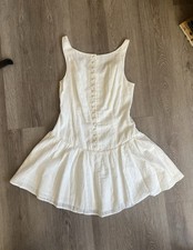 Rihoas Ivory Drop-Waist Mini-Dress With Button Detail