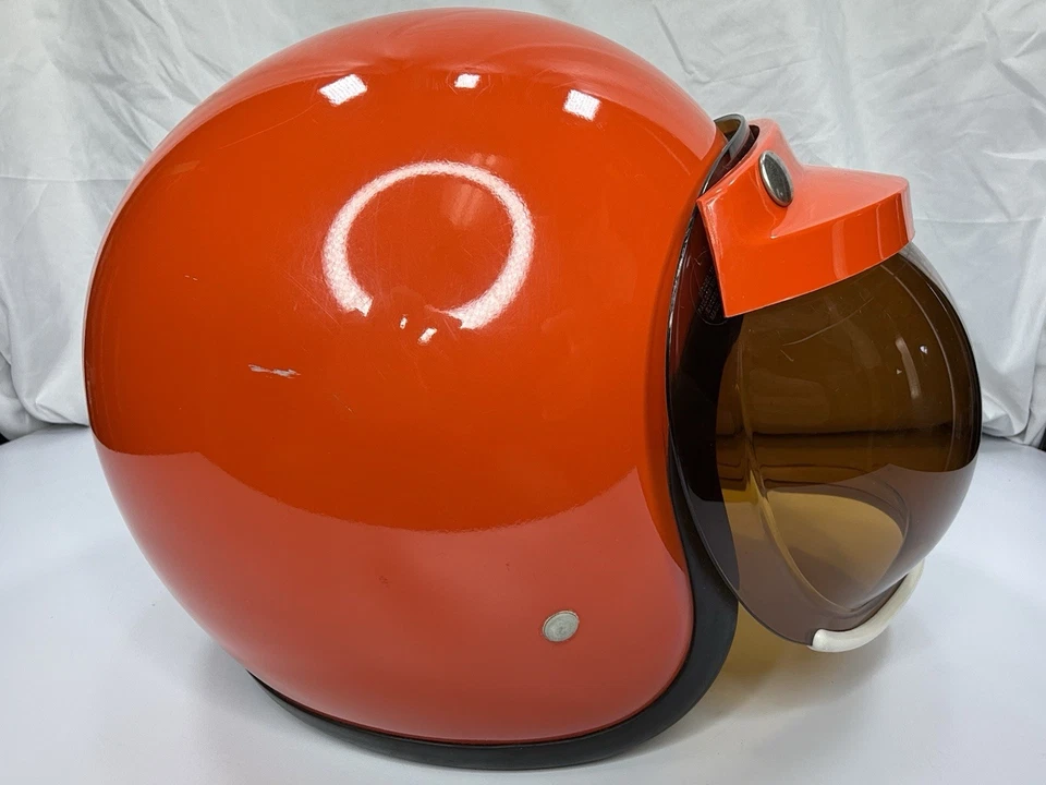 Bell Toptex 500-TX 1968 casco de motocicleta 7 3/4 naranja visera escudo burbuja conjunto Foto 4 de 4
