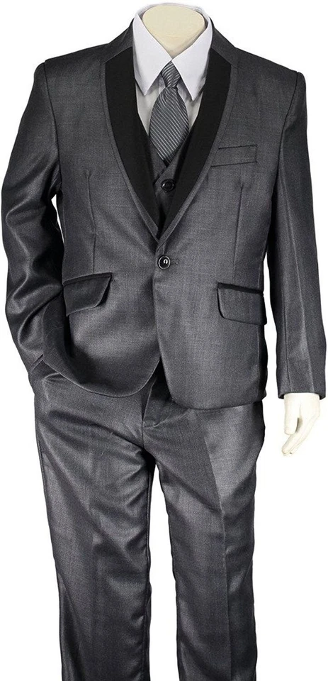 Conjunto de traje de esmoquin formal de satén con cuello chal Art Hoffman para niño de 5 piezas - LIQUIDACIÓN Foto 4 de 4
