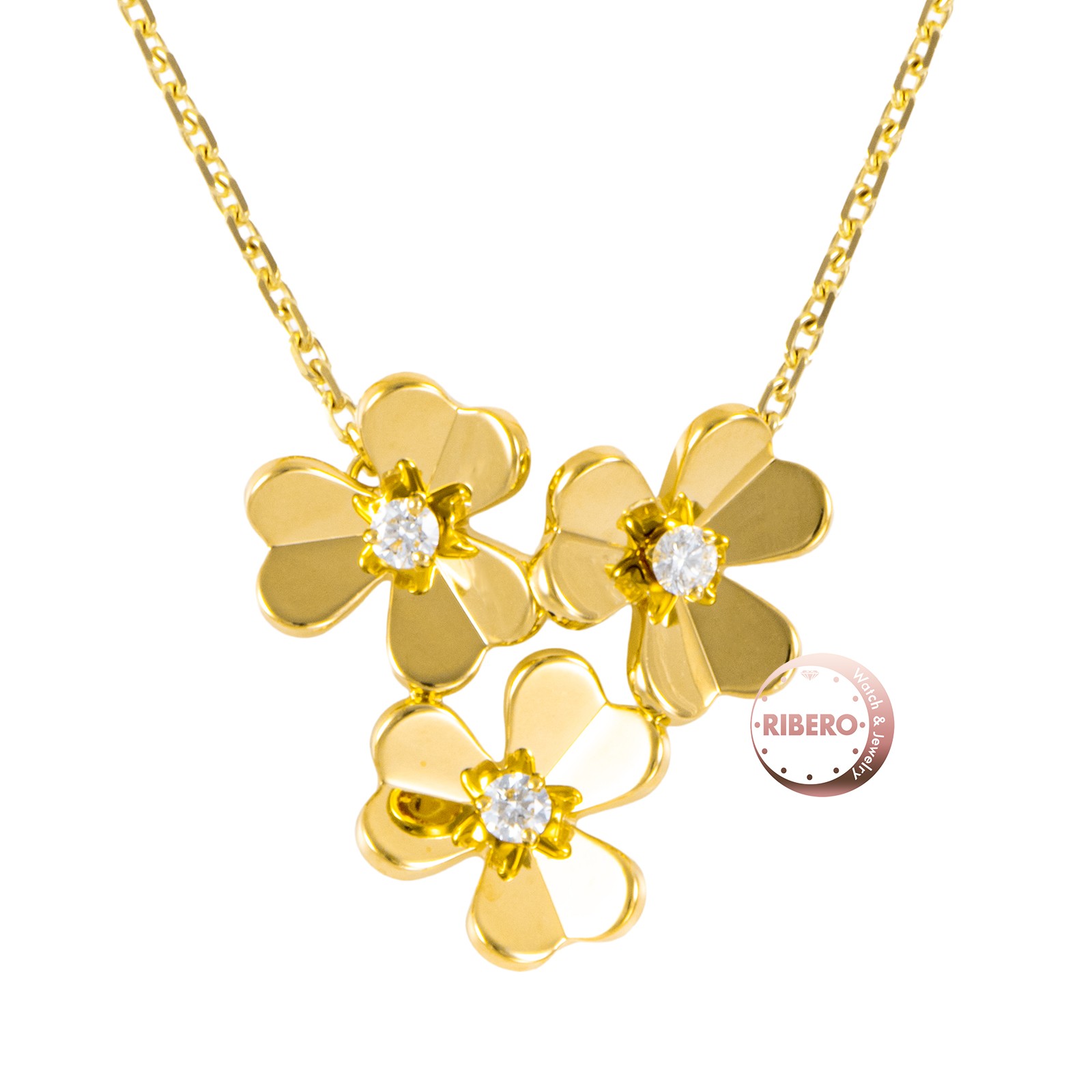 Van Cleef & Arpels Frivole Pendant Flower Mini VCARP2DU00 Necklace YG18K Dia w/B