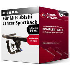 Anhängerkupplung abnehmbar + E-Satz 13pol universell für Lancer Sportback 12-