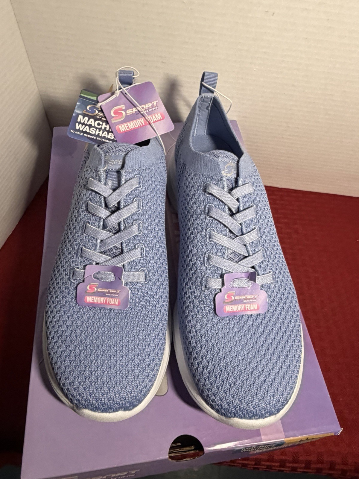 SKETCHERS*WOMENS*MACHINE WASHABLE*MEMORY FOAM*SLIP-ONS*BLUE 