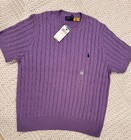 Polo Ralph Lauren Women’s Cable Knit Short Sleeve Sweater Wisteria Purple 