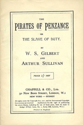 Drehbuch - Die Piraten von Penzance - Gilbert & Sullivan - (um 1950)