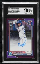 2024 Bowman Chrome Prospect Purple Refractor Braylin Morel SGC 9 MINT Auto 10no