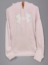 Under Armour Women  s Pink Loose Fit Cold Gear Hoodie Fleece Chenille Logo Medium
