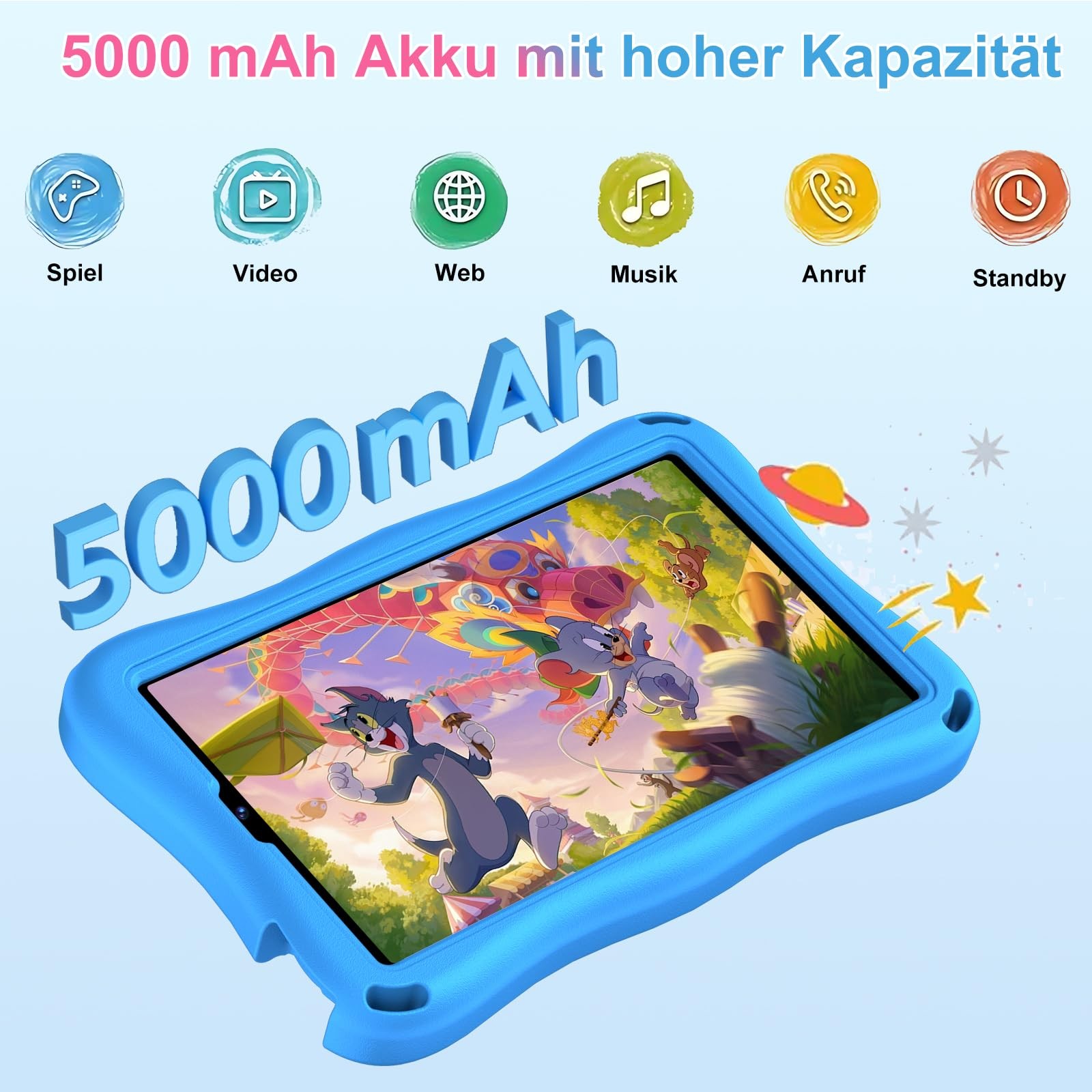 SUAAT Tablet per bambini da 9 pollici Android 15 con 12 GB RAM TF 1 TB 5G WiFi foto 5