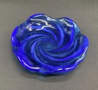 Vintage Fenton 8”Glass  Blue Swirl Mid-Century Ashtray/Candy, Trinket Dish