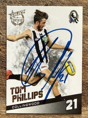 Tom Phillips Signed 2017 AFL Select Certified Collingwood Magpies