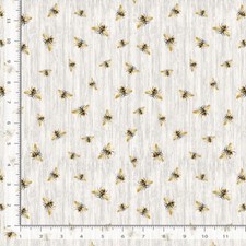 Animal Fabric Bee Toss Gray Beige Timeless Treasures YARD