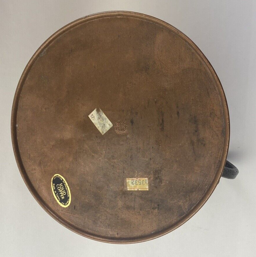 Solid Copper Pitcher Wide Belly Bottom Jug Turkey Cottagecore Flowers Plants Vtg