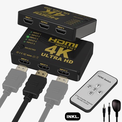 HDMI 5in1 Splitter Switch Kabel Umschalter Verteiler Adapter Ultra HDCP 3D (TOP)