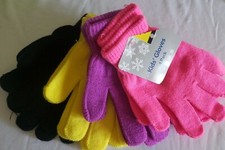 Kids Children Winter Warm Knit Knitted Casual Gloves Stretch One Size Lot of 4