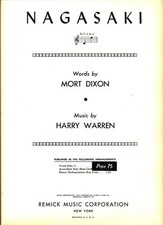 DIXON NAGASAKI SHEET MUSIC VOCAL SOLO IN C C TO E 1928 WARREN VERY RARE NEW