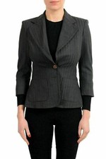 Just Cavalli Wool Gray Striped Two Button Women's Blazer US S IT 40