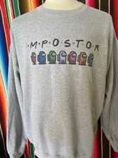 Among Us Sweatshirt Impostor Friends Style Gray 2xl New No Tags Game