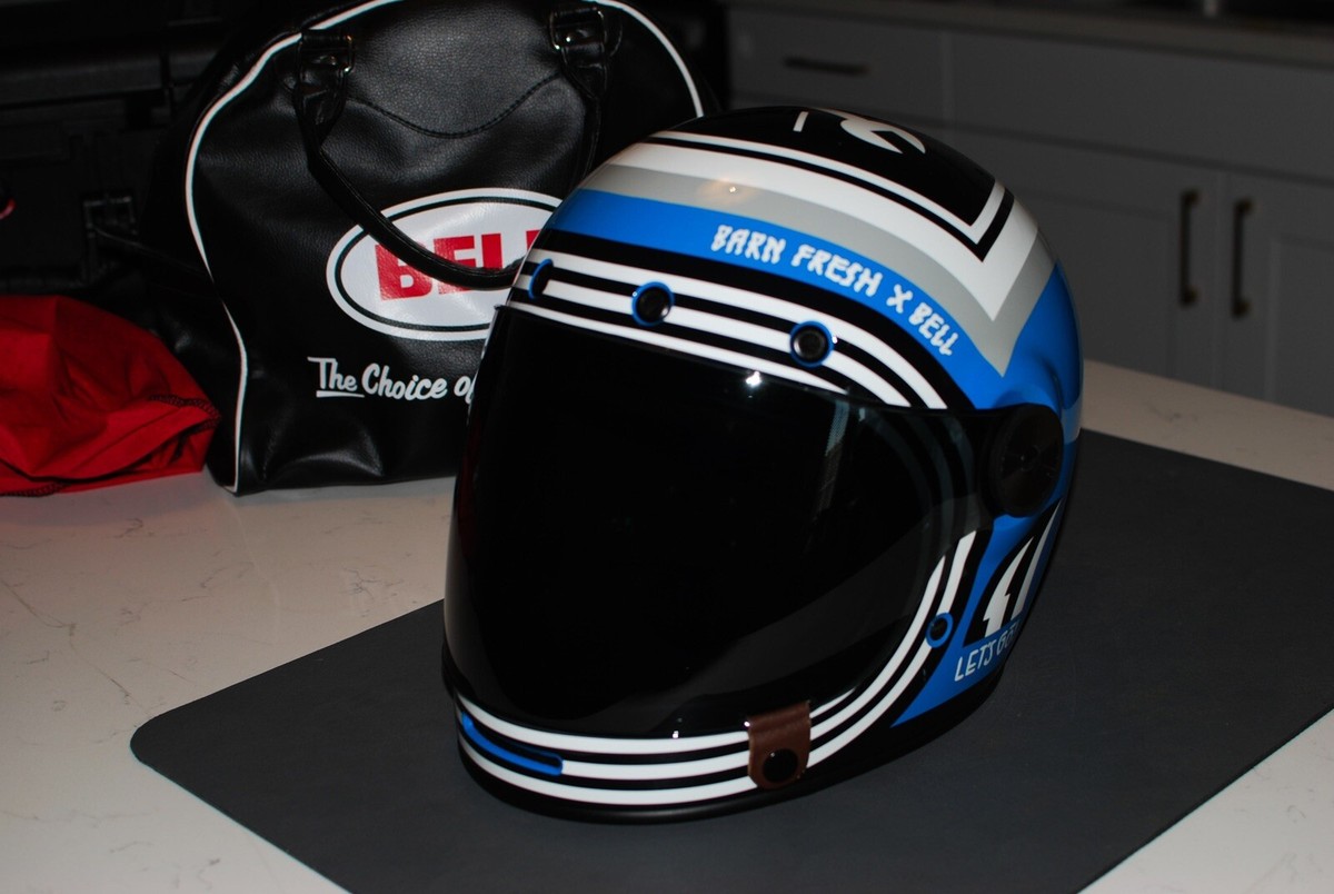 bell 500 helmet face shield Vintage BELL CUSTOM 500 Open Face Helmet w/ Clear Bubble Shield Size XS