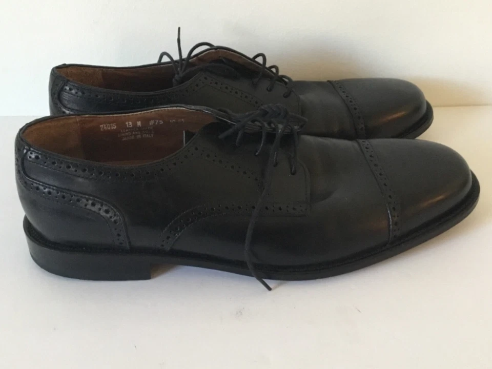 ZAPATOS DE VESTIR OXFORDS BOSTONIANOS DE COLECCIÓN CUERO ITALIANO PARA HOMBRES 13 M NEGROS USADOS EN EXCELENTE ESTADO RAROS Foto 2 de 4