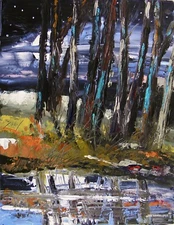 Original  EVENING  Landscape Acrylics Impressionism