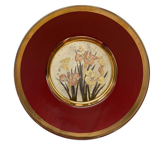"4 platos de colibrí de iris Chokin Art of Chokin de colección con adornos de oro de 24 quilates 6"" Japón" - Imagen 8 de 12