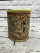 VTG 1981 The Planters Salted Peanuts Mothers Brand Small Metal Advertising Tin