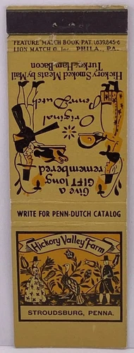 Hickory Valley Farm, Stroudsburg Pennsylvania, Matchbook Cover