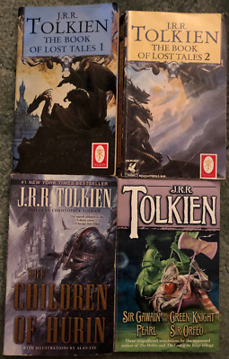 JRR Tolkien books, lot of 4, Book of Lost Tales 1 & 2, Children of Hurin