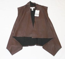 New $750 Maison De Papillon 100% Leather Vest Women's Small S Brown Harley Open