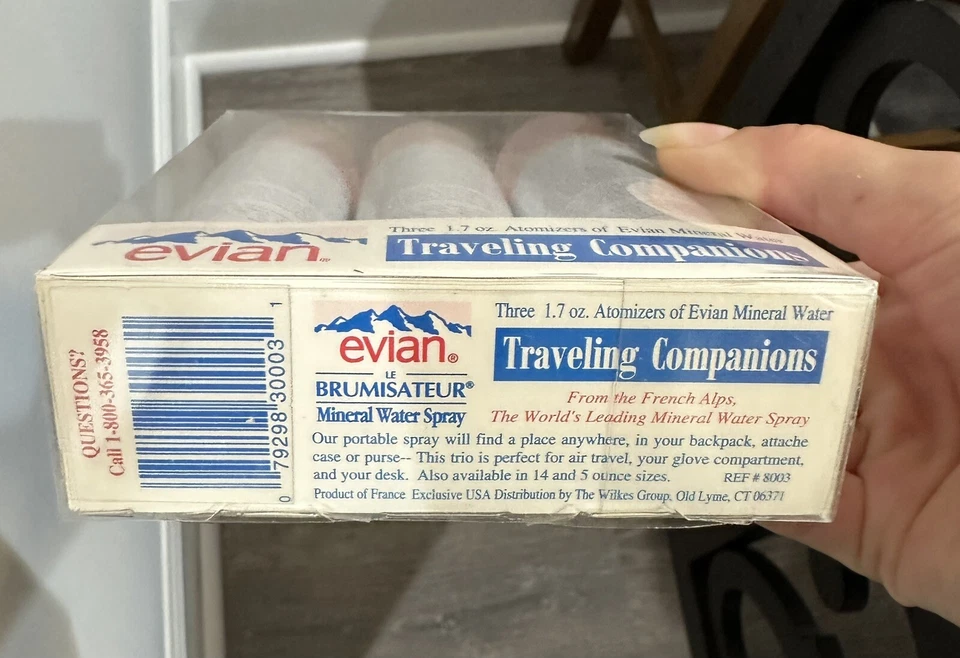 NUEVO Evian Vintage Juego de 3 Spray de Agua Mineral Viaje 1.7 OZ  Foto 3 de 4