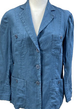 Lauren Ralph Lauren Blazer Womens 6P Blue 100 Linen Utility Safari Jacket