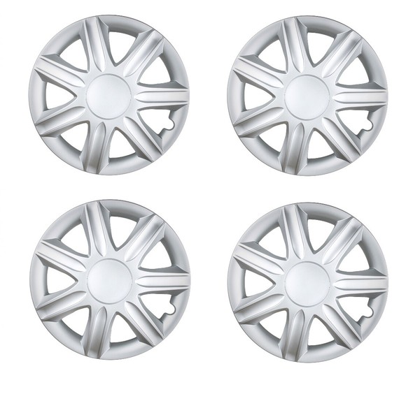 "4X Radkappe Radkappen Rubin 13\" Zoll Radzierblende Radblende 6 Speichen Silber"-image