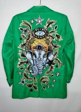 Men's Green 2Pc Ganesh Embroidered Nudie Western cowboy Cocktail Prom Outfit