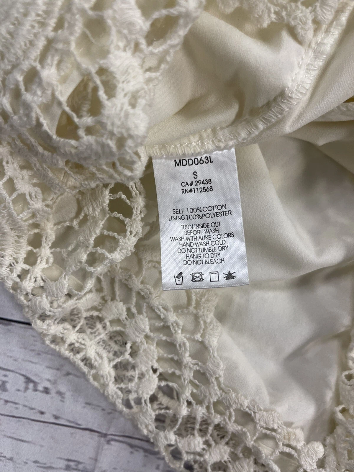 OFF WHITE Abito donna Miss Me Off bianco pizzo frange manica lunga taglia small MDD063L