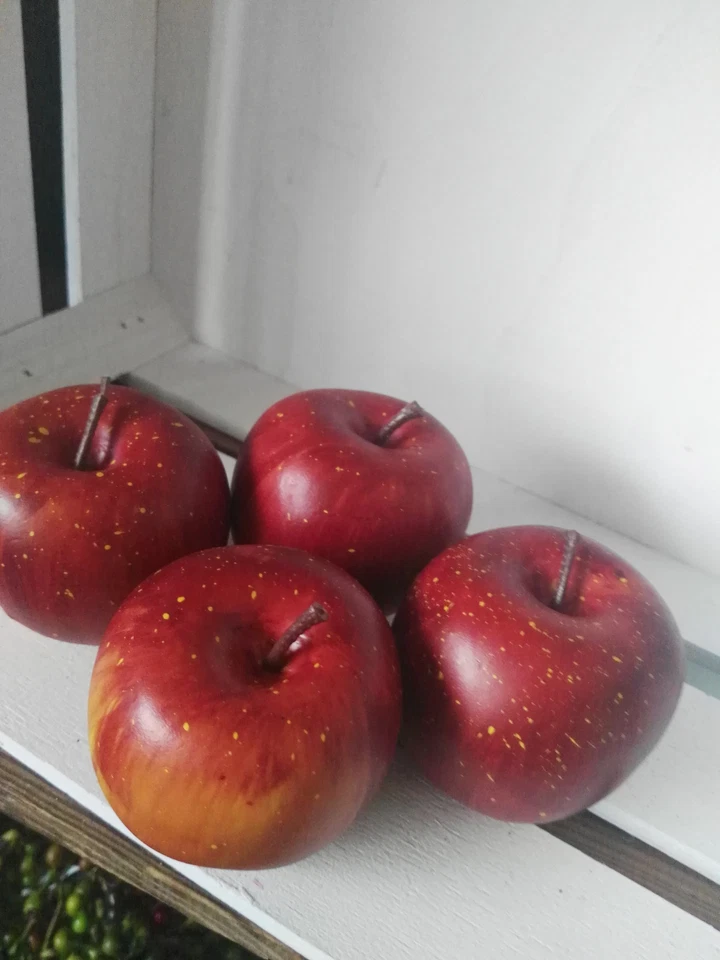 4 Äpfel Dunkelrot Matt 6cm Atrappen Dekoration Kunstobst Dekofrüchte Rot - Bild 4 von 4