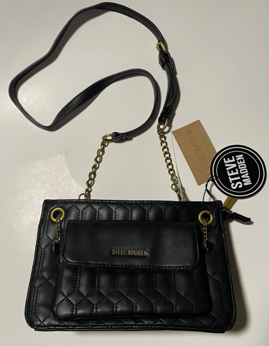 Steve Madden Purse Crossbody Quilted Belian Black Retail $88 New w Tags