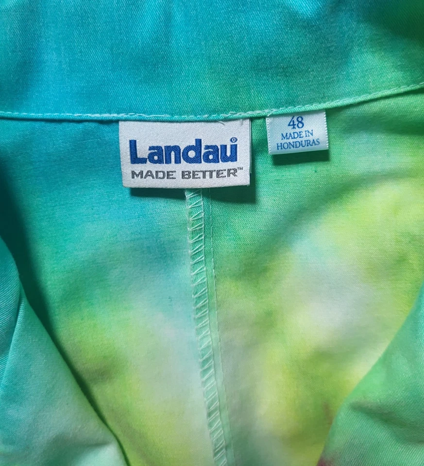 Landau Tye Dye Lab Coat Men's Large Sz 48 65% Polyester 35% Cotton - Image 3 of 4
