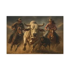 Stretched Canvas, Ready to Hang, Home Decor, PBR, Office Decor, Farm Ranch, Bull