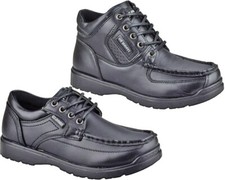 Boys US Brass Black School Shoes Lace Up Junior Kids Smart Dress Boots Size UK 1