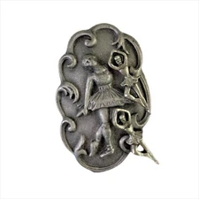 Vintage Torino Pewter BALLET DANCER 3 in 1 Set Brooch/Pin Earrings Trinket Box