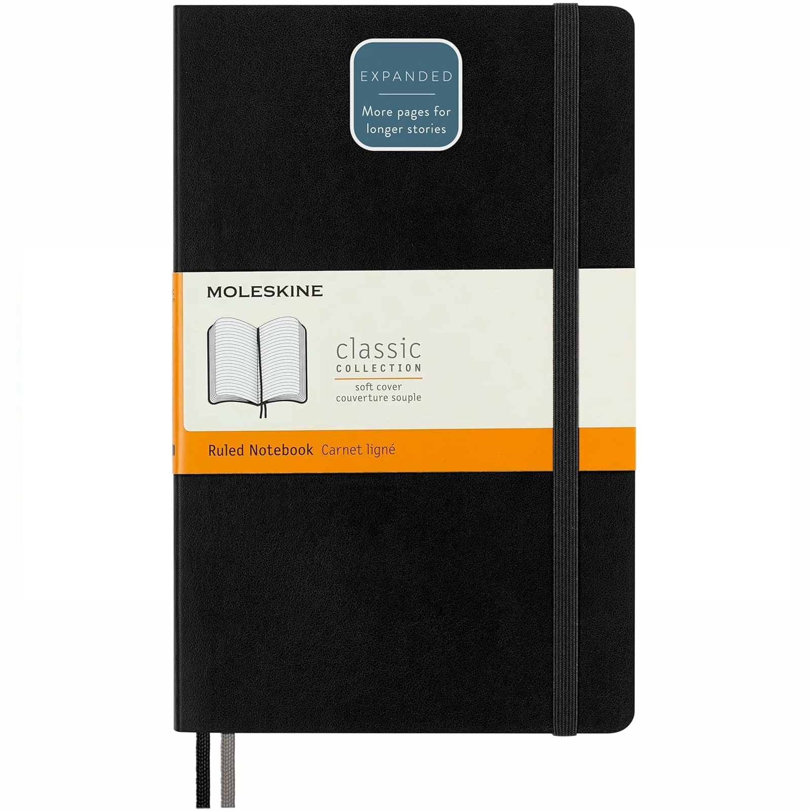 Moleskine Classic Collection Expanded Soft Cover Large Notebook - Black - Ruled