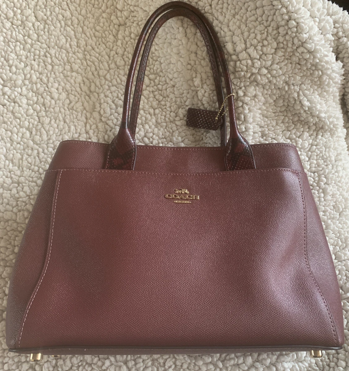 NWT Coach Casey Tote Crossgrain Leather Handbag MSRP 449.99 WINE