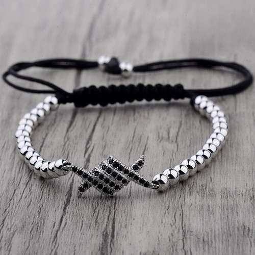 Charm Men's Cubic Zircon Bead Viking Buddha Batman Skull Bead Macrame Bracelets - Picture 49 of 115