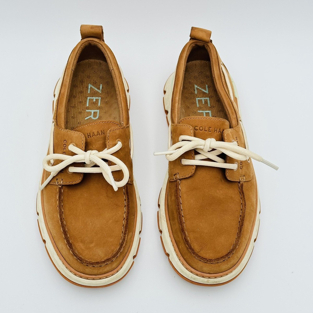 Cole Haan 4 Zerogrand Regatta Leather Boat Shoes Pecan/Ivory