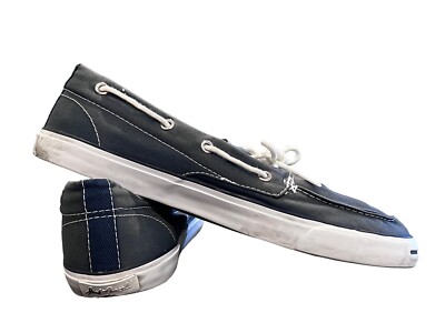 Converse Jack Purcell Boat Deck Shoes Men's 10.5 Navy Blue Canvas
