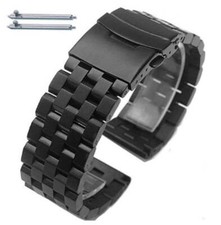 Black Stainless Steel Metal Watch Band Strap Solid Bracelet Quick Release 5052