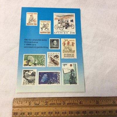 Postcard 10 Most Popular Swedish Stamp 1984 Sverige Vintage