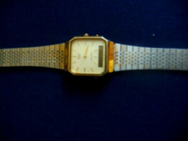 VINTAGE CASIO AQ 419 ANALOG DIGITAL GOLDEN MADE IN JAPAN WATER RESISTANT STAINLE eBay