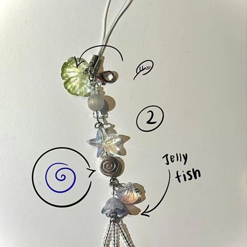 Cute Phone Charm Strap Summer Ocean Style Seashell Jelly Fish Pendant Key Strap - 第 4/9 張圖片