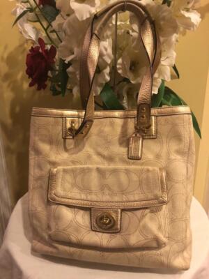 COACH 19266 PENELOPE LINEN SIGNATURE TOTE BAG PURSE (pu140 | eBay