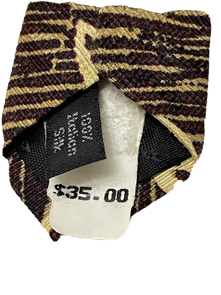 布加迪棕色/金色意大利丝绸领带美国制造优雅 — 第 3/3 张图片